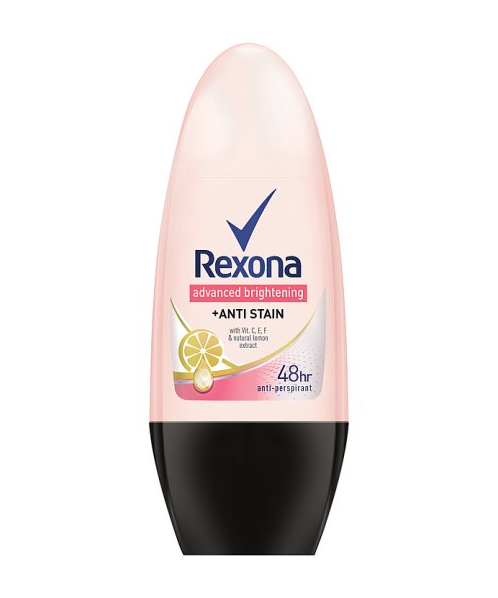 เรโซนา (REXONA) เรโซนา แอดวานซ์ ไบร์ทเทนนิ่ง + แอนตี้สเตน โรลออนระงับกลิ่นกาย 50มล.   