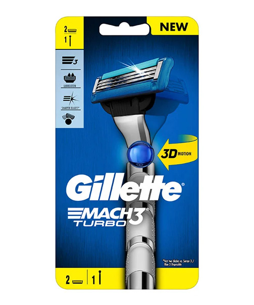 ยิลเลตต์ (Gillette) ยิลเลตต์ มัคทรี เทอร์โบ 3D โมชั่น ด้ามมีดโกนหนวด พร้อมใบมีด   