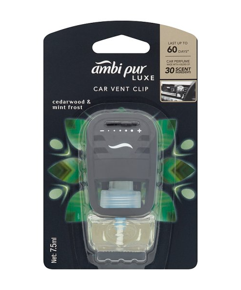  แอมบิเพอร์ (Ambipur) Ambi pur แอมบิเพอร์ คาร์ น้ำหอมปรับอากาศสำหรับรถยนต์ กลิ่นซีดาร์วูด & มิ้นท์ฟรอสต์ 7.5 มล. - 