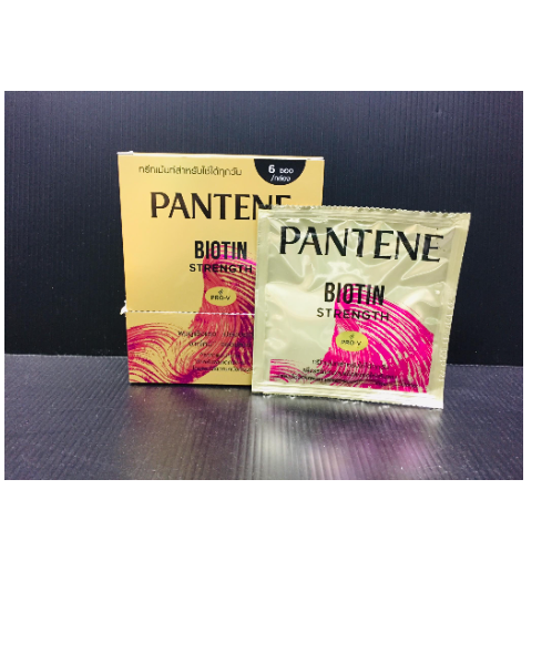 แพนทีน (Pantene) PANTENE แพนทีน ทรีทเม้นท์ ไบโอติน สเตร็ง ผลิตภัณฑ์บำรุงเส้นผมชนิดล้างออก ปริมาณสุทธิ 12 มล. X 6 ซอง  