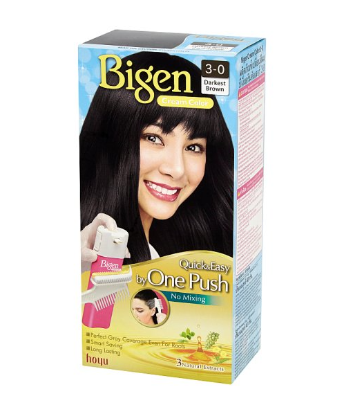 บีเง็น(Bigen) Bigen บีเง็น วันพุช ครีม คัลเลอร์ ผลิตภัณฑ์เปลี่ยนสีผม 3-0 น้ำตาลเข้มพิเศษ  