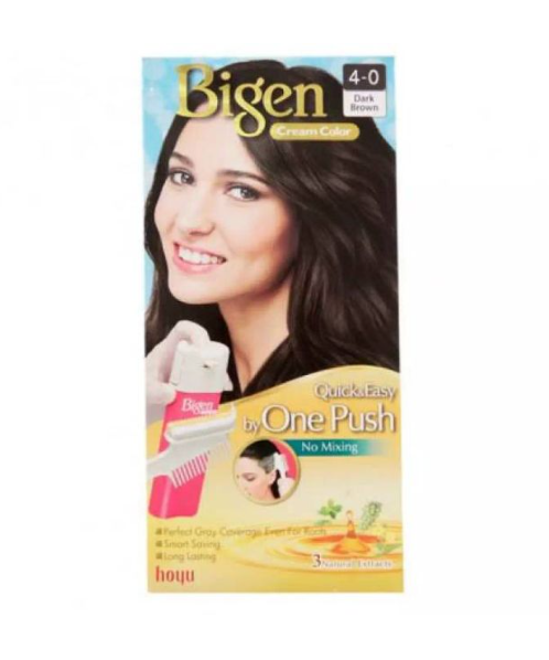 บีเง็น(Bigen) Bigen บีเง็น วันพุช ครีม คัลเลอร์ ผลิตภัณฑ์เปลี่ยนสีผม 4-0 น้ำตาลเข้ม  