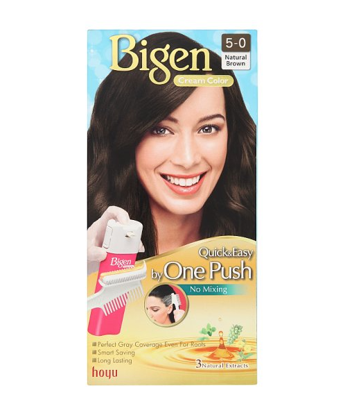 บีเง็น(Bigen) Bigen บีเง็น วันพุช ครีม คัลเลอร์ ผลิตภัณฑ์เปลี่ยนสีผม 5-0 น้ำตาลธรรมชาติ  