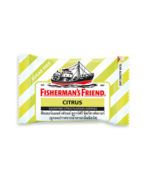 ฟิชเชอร์แมนเฟรนด์(Fisherman's Friend) Fisherman's Friend ฟิชเชอร์แมนเฟรนด์ ยาอม ลูกอม  กลิ่นซิตรัส ขนาด 25 กรัม  