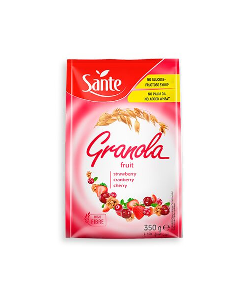 ซานเต้(Sante) Sante ซานเต้ กราโนล่า ฟรุต อาหารเช้าธัญพืช สตรอเบอร์รี่และแครนเบอร์รี่อบแห้ง 350 กรัม   