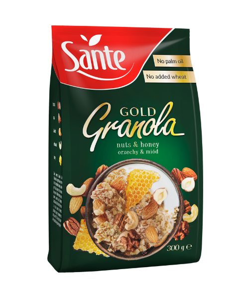 ซานเต้(Sante) Sante ซานเต้ กราโนล่า โกลด์ อาหารเช้าธัญพืช ผสมถั่วและน้ำผึ้ง 300 กรัม   
