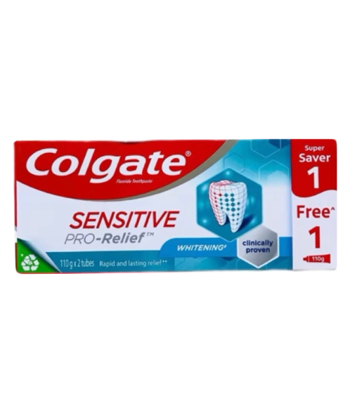 คอลเกต (Colgate) Colgate คอลเกต ยาสีฟัน สูตรเซนซิทีฟ โปรรีลีฟ  ไวท์เทนนิ่ง 110 กรัม x 2 หลอด  