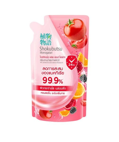 โชกุบุสซึ (Shokubutsu) Shokubutsu โชกุบุสซึ ไบร์ทเทนนิ่ง เฟรช แอนด์ โพรเทค ครีมอาบน้ำ 400 มล. (ถุงเติม)  