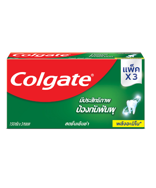 คอลเกต (Colgate) Colgate คอลเกต ยาสีฟัน สดชื่นเย็นซ่า 150 กรัม แพ็ค 3  