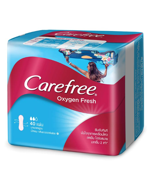 แคร์ฟรี (Carefree) carefree แคร์ฟรี แผ่นอนามัย รุ่นออกซิเจนเฟรช ซุปเปอร์ดราย 40 ชิ้น   