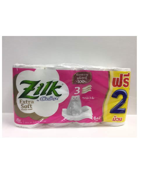 ซิลค์ (ZilK) ซิลค์ เอ็กซ์ตร้าซอฟท์ กระดาษชำระหนา3ชั้นแพค 6ม้วน   