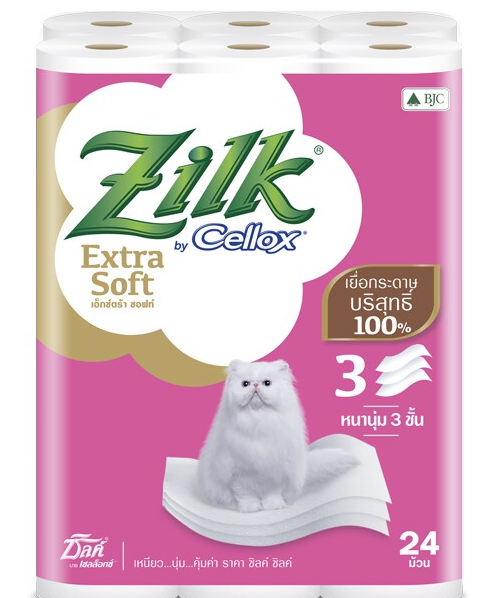 ซิลค์ (ZilK) ซิลค์ เอ็กซ์ตร้าซอฟท์ กระดาษชำระหนา3ชั้นแพค 24ม้วน   