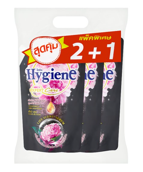 ไฮยีน (Hygiene) ไฮยีน เอ็กซ์เพิร์ท แคร์ ผลิตภัณฑ์ปรับผ้านุ่มสูตรเข้มข้นพิเศษ กลิ่นพีโอนีบลูม ชนิดเติม 540มล. x 3 ถุง  - 
