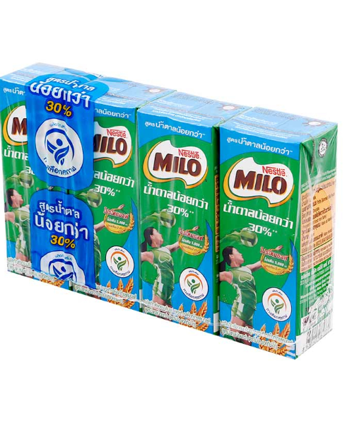 ไมโล (Milo) ไมโล เครื่องดื่มมอลต์ ยูเอชที สูตรน้ำตาลน้อย 180 มิลลิลิตร แพ็ค 4   