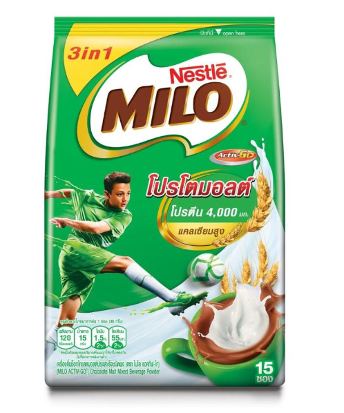 ไมโล (Milo) ไมโล เครื่องดื่มช็อกโกแลตมอลต์ปรุงสำเร็จแอคทิฟโกชนิดผงชงดื่ม3อิน1 30กรัม แพค 15  