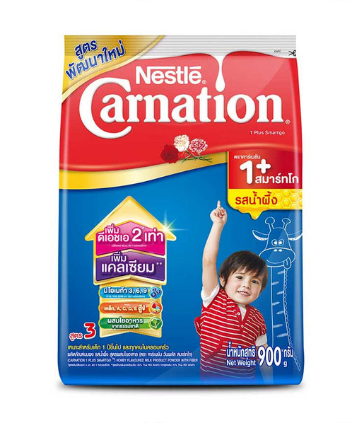 คาร์เนชั่น (Carnation ) เนสท์เล่ คาร์เนชัน นมผงสำหรับเด็ก 1 พลัส รสน้ำผึ้ง 900 ก.  