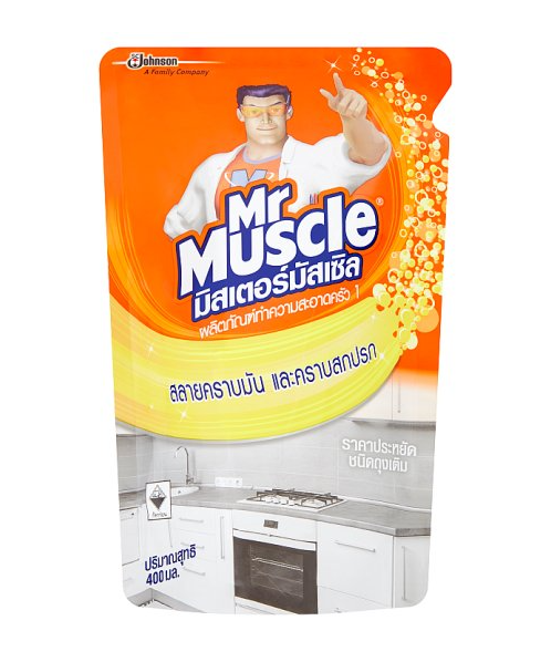  มิสเตอร์มัสเซิล (Mr.Muscle) มิสเตอร์มัสเซิล ผลิตภัณฑ์ทำความสะอาดครัว 1 ชนิดเติม 400มล.  
