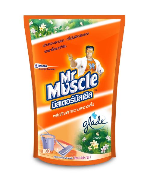  มิสเตอร์มัสเซิล (Mr.Muscle) มิสเตอร์ มัสเซิล เกลด 1 ผลิตภัณฑ์ทำความสะอาดพื้น กลิ่นส้ม ชนิดเติม 800มล.  