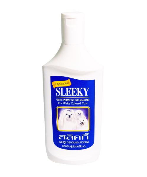 สลิคกี้(SLEEKY) SLEEKY สลิคกี้  แชมพูสำหรับสุนัข สีน้ำเงิน สำหรับสุนัขขนขาว สูตรบำรุงขนและผิวหนัง 175 มล.   