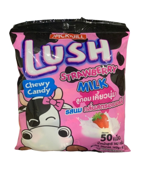 ลัช(LUSH) LUSH ลัช ลูกอมเคี้ยวนุ่ม รสนมกลิ่นสตรอเบอร์รี  ถุงละ 50 เม็ด  