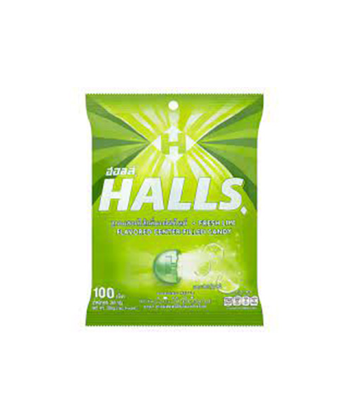 ฮอลล์(halls) Halls ฮอลล์ ลูกอม สอดไส้กลิ่นเฟรชไลม์ แพ็ค 100 เม็ด  