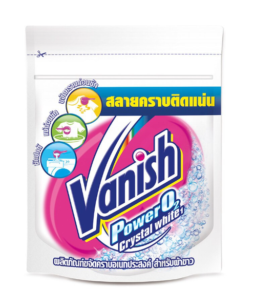 แวนิช (Vanish) แวนิช เพาเวอร์โอทู อินเทลลิเจ็นท์คริสตอลไวท์ ผงขจัดคราบสำหรับผ้าขาว 210 กรัม   
