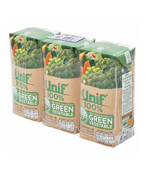 ยูนิฟ(Unif) Unif ยูนิฟ น้ำผัก น้ำผลไม้ น้ำผักเขียว 100% (200 มล. แพ็ค 3)  