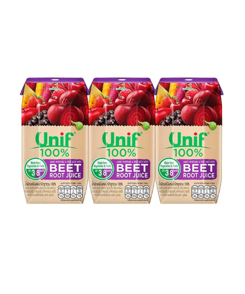 ยูนิฟ(Unif) Unif ยูนิฟ น้ำผัก น้ำผลไม้ น้ำบีทรูท 100% (200 มล. แพ็ค 3)  