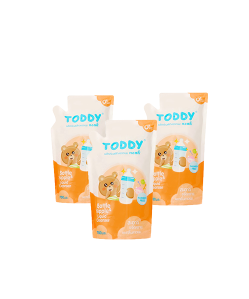 ทอดดี้(Toddy)  Toddy ทอดดี้ ผลิตภัณฑ์ล้างขวดนม 700 มล. (แพ็ค 3 ถุง)  