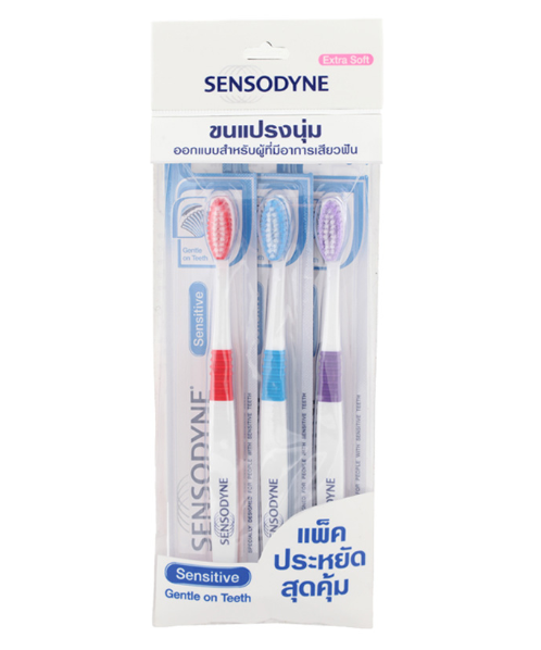 เซ็นโซดายน์ (Sensodyne) เซ็นโซดายน์ แปรงสีฟัน เซนซิทีฟ เอ็กซ์ตร้า ซอฟท์ แพ็ค 3  