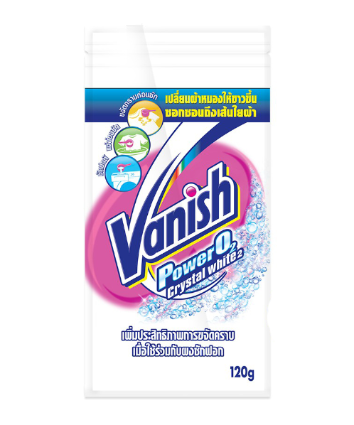แวนิช (Vanish) VANISH แวนิช เพาเวอร์ โอทูคริสตอลไวท์ (ผ้าขาว) 120 กรัม  