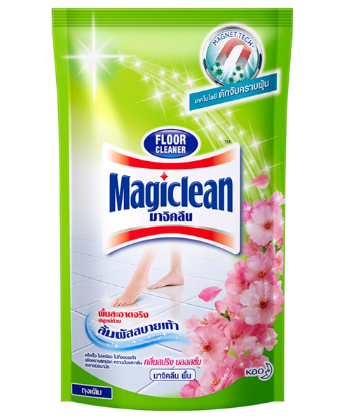 มาจิคลีน (Magiclean) มาจิคลีน ผลิตภัณฑ์ทำความสะอาดพื้น กลิ่นสปริง บลอสซั่ม ชนิดเติม 800มล.  