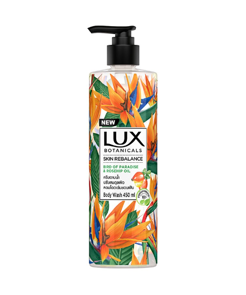 ลักส์ (Lux) LUX ลักส์ โบทานิคอล สกิน รีบาลานซ์ ครีมอาบน้ำ เบิร์ดออฟพาราไดซ์ แอนด์ โรสฮิปออยล์ 450 มล.   