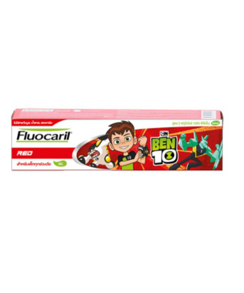 ฟลูโอคารีล (Fluocaril) Fluocaril ฟลูโอคารีล เรด เบ็นเท็น ยาสีฟัน กลิ่นสตรอเบอร์รี่ สำหรับเด็กอายุ 2-6 ขวบ 65 กรัม   