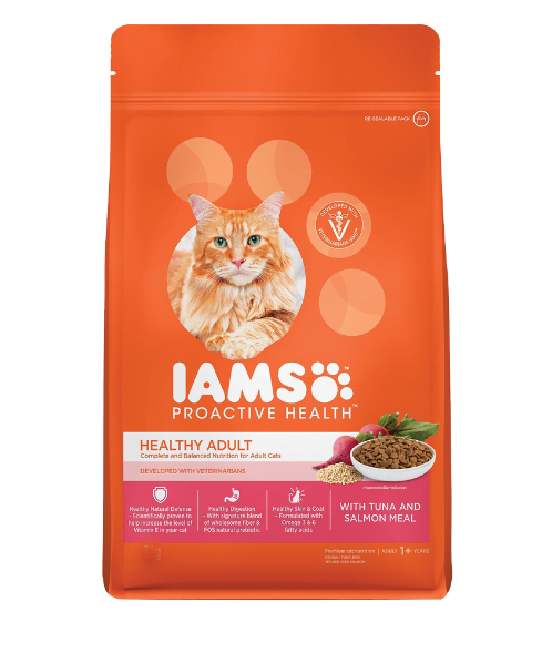 ไอแอมส์(IAMS) IAMS ไอแอมส์ อาหารแมว ชนิดแห้ง แบบเม็ด สูตร ทูน่าและแซลม่อน  ขนาด 1 กก.  