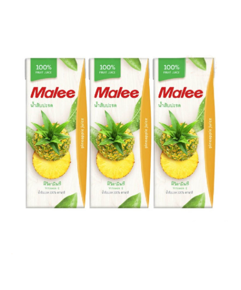 มาลี(Malee) Malee มาลี น้ำผลไม้ 100% น้ำสับปะรด ขนาด 200 มล.  ( แพ็ค 3 กล่อง)  