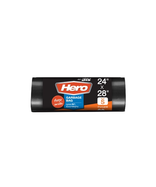 ฮีโร่ (Hero) HERO ฮีโร่ ถุงขยะม้วนสีดำ สตาร์ซีล ขนาด S 24  