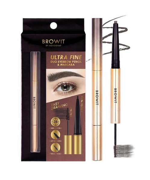 	บราวอิท(BROWIT) BROWIT  Ultra Fine Duo Eyebrow Pencil & Mascara บราวอิท ดินสอเขียนคิ้วและมาสคาร่าคิ้ว 0.16 กรัม +1.26 กรัม สี ASH BROWN  