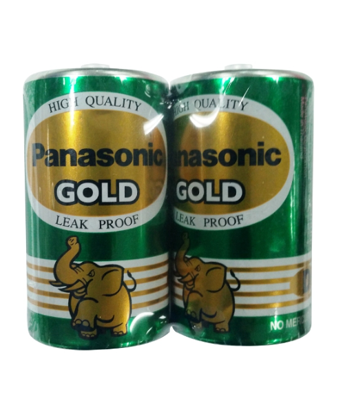 พานาโซนิค Panasonic) PANASONIC Gold 1.5V Battery ถ่านแมงกานีส พานาโซนิค โกลด์ แพ็คละ 2 ก้อน #R20GT/2SL  