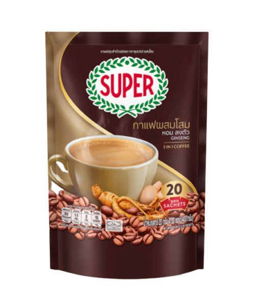 ซุปเปอร์(SUPER) SUPER ซูเปอร์ กาแฟผสมโสม ปรุงสำเร็จชนิดผง 400 กรัม - 