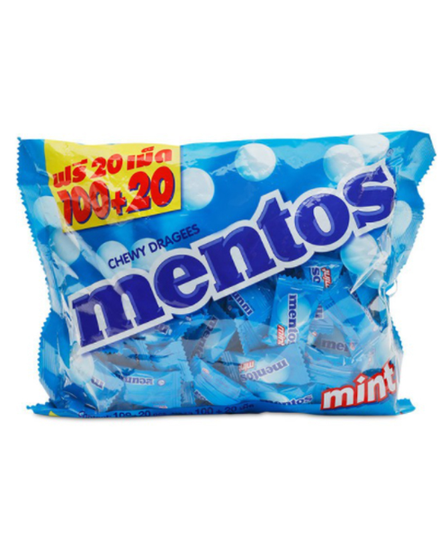 เมนทอส (Mentos) mentos เมนทอส ลูกอม รสมินต์-mint 1 ห่อ (บรรจุ 100 เม็ด)  