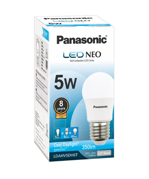 พานาโซนิค (Panasonic) Panasonic พานาโซนิค หลอดไฟ LED แสงสีขาว ขนาด 5 วัตต์  