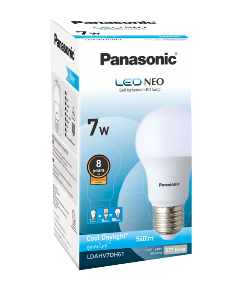 พานาโซนิค (Panasonic) Panasonic พานาโซนิค หลอดไฟ LED แสงสีขาว ขนาด 7 วัตต์  
