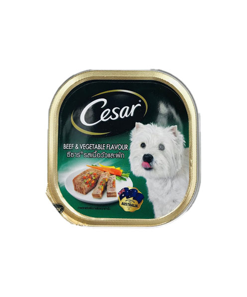 ซีซาร์(Cesar)  Cesar ซีซาร์ อาหารสุนัข ชนิดเปียกแบบถาด รสเนื้อวัวและผัก 100 กรัม   