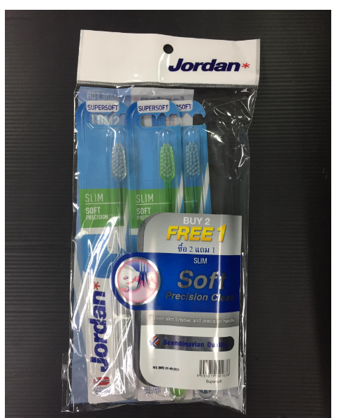 จอร์แดน(Jordan) Jordan จอร์แดน​ แปรงสีฟัน​ Slim soft PRECISION CLEAN ขนแปรงนุ่มพิเศษ (แพ็ค 2 แถม 1)   