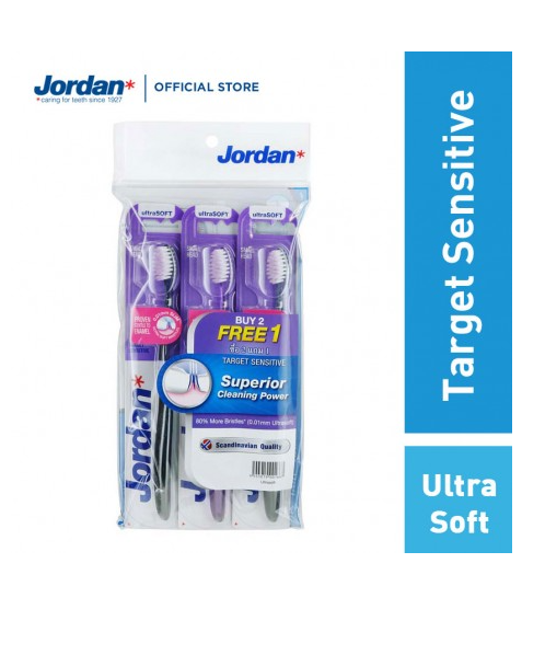 จอร์แดน(Jordan) Jordan จอร์แดน แปรงสีฟันTarget Sensitive แพ็ค 3 ชิ้น คละสี   