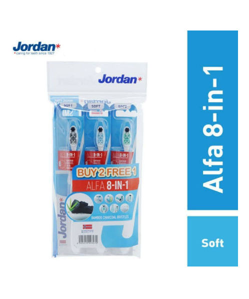 จอร์แดน(Jordan) ๋Jordan จอร์แดน แปรงสีฟัน Alfa 8in1 รุ่น 2ฟรี1   