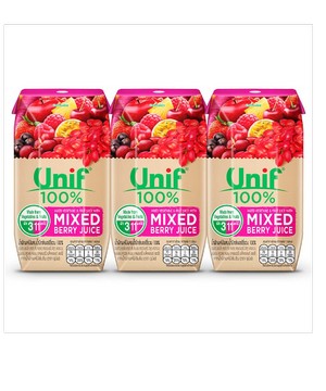 ยูนิฟ(Unif) Unif ยูนิฟ น้ำผัก น้ำผลไม้ น้ำผลไม้รวมผสมมิกซ์เบอร์รี่ 100% (200 มล. แพ็ค 3)  